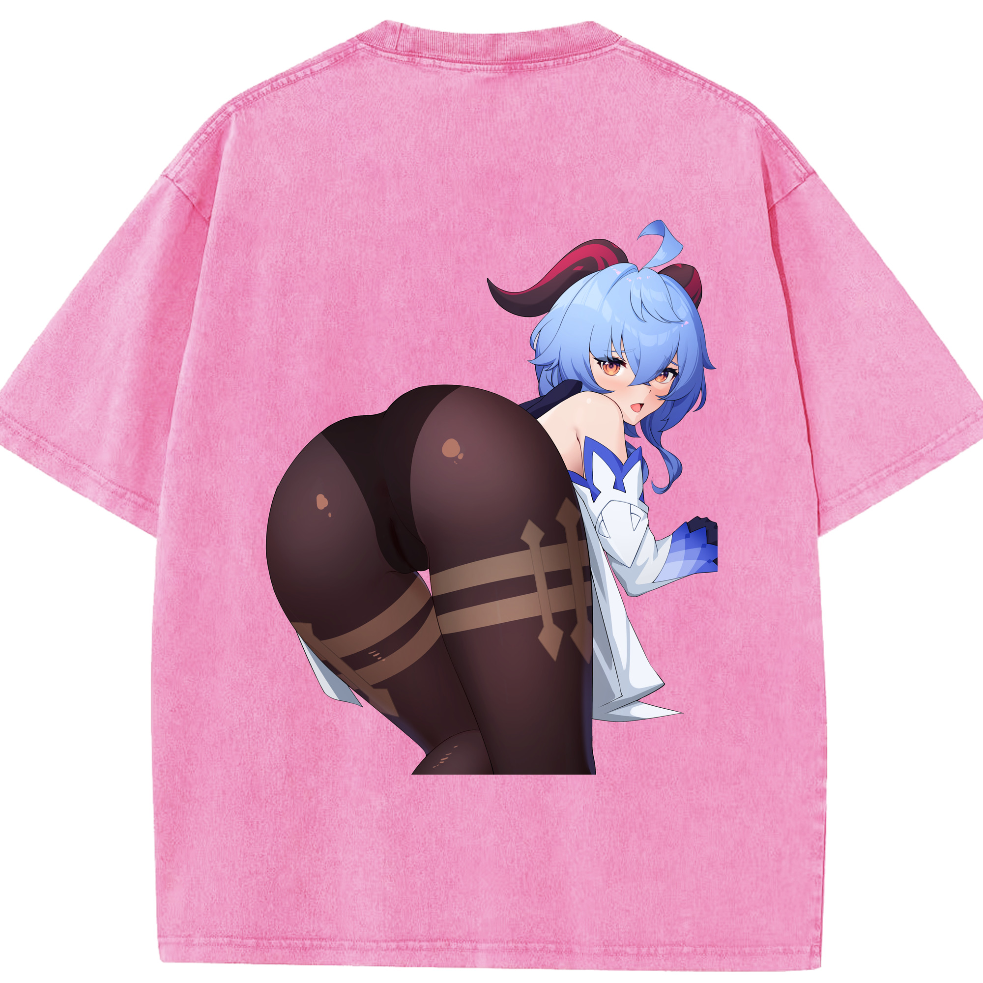 げんし神 甘雨 かんう genshin Ganyu 綿100% ヴィンテージ風 半袖Tシャツ（背面プリント）